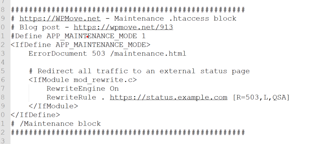 Option 1: Redirect all web traffic to a status page on an external server for more information